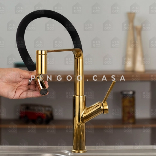 Torneira para Cozinha Gourmet Misturador Monocomando Piranga Dourado