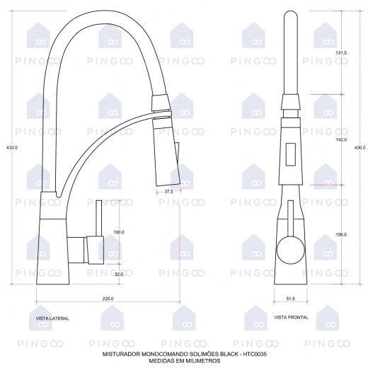 Torneira para Cozinha Gourmet Misturador Monocomando Solimões Prata e Preto