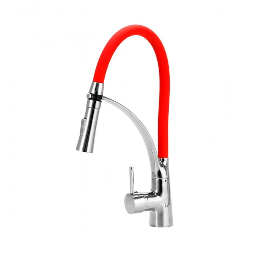 Torneira para Cozinha Gourmet Misturador Monocomando Solimões Prata e Vermelho
