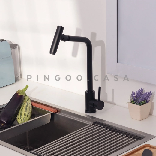 Torneira para Cozinha Gourmet Misturador Monocomando Aço Inox 304 Utinga Preto