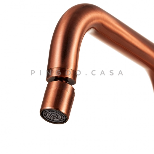 Torneira para Cozinha Misturador Monocomando Em Aço Inox 304 Escovado Potengí Dourado Rose