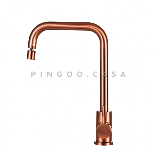 Torneira para Cozinha Misturador Monocomando Em Aço Inox 304 Escovado Potengí Dourado Rose