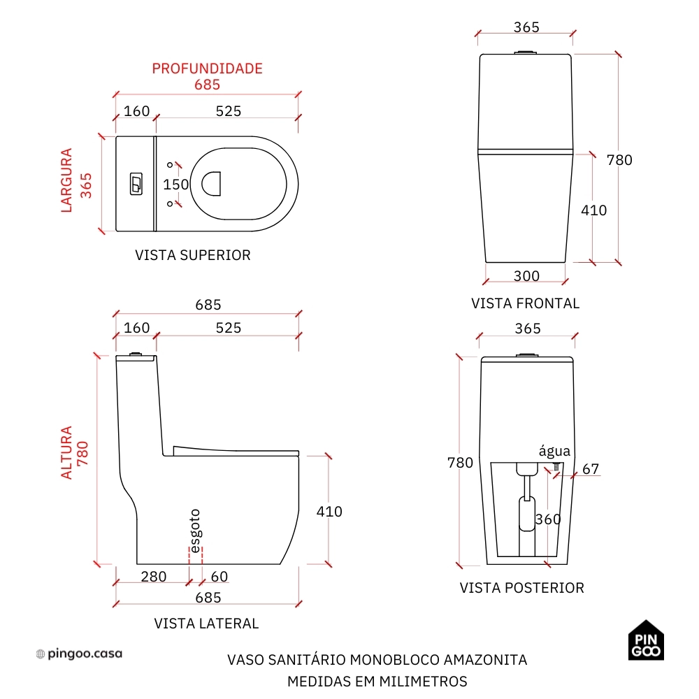 Vaso Sanitário Monobloco Amazonita Cinza