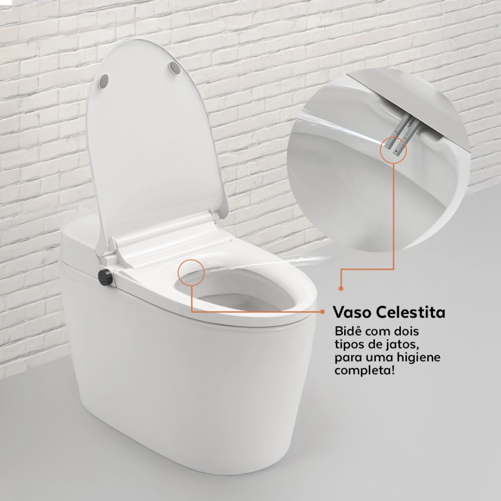 Vaso Sanitário Monobloco Caixa Acoplada Privada Bidê Celestita Branco