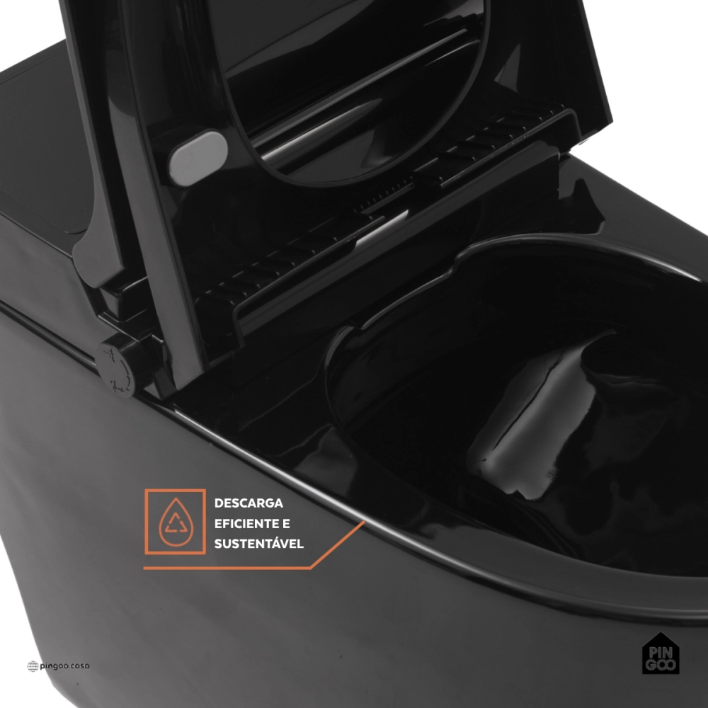 Vaso Sanitário Monobloco Caixa Acoplada Privada Bidê Celestita Preto