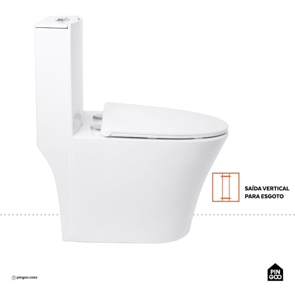 Vaso Sanitário Monobloco Caixa Acoplada Privada Gipsita Pingoo.casa - Branco Vaso Sanitário Monobloco Caixa Acoplada Privada Gipsita Pingoo.casa - Branco
