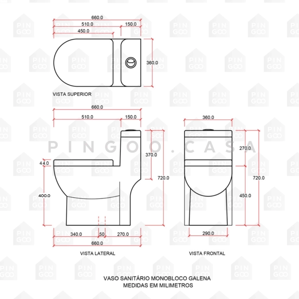 Vaso Sanitário Monobloco Galena Branco