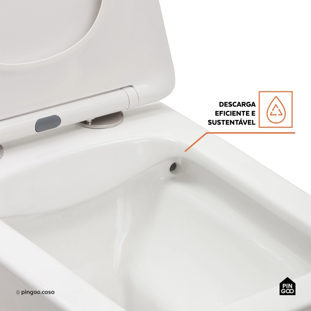 Vaso Sanitário Suspenso Saída Horizontal Esmeralda Branco