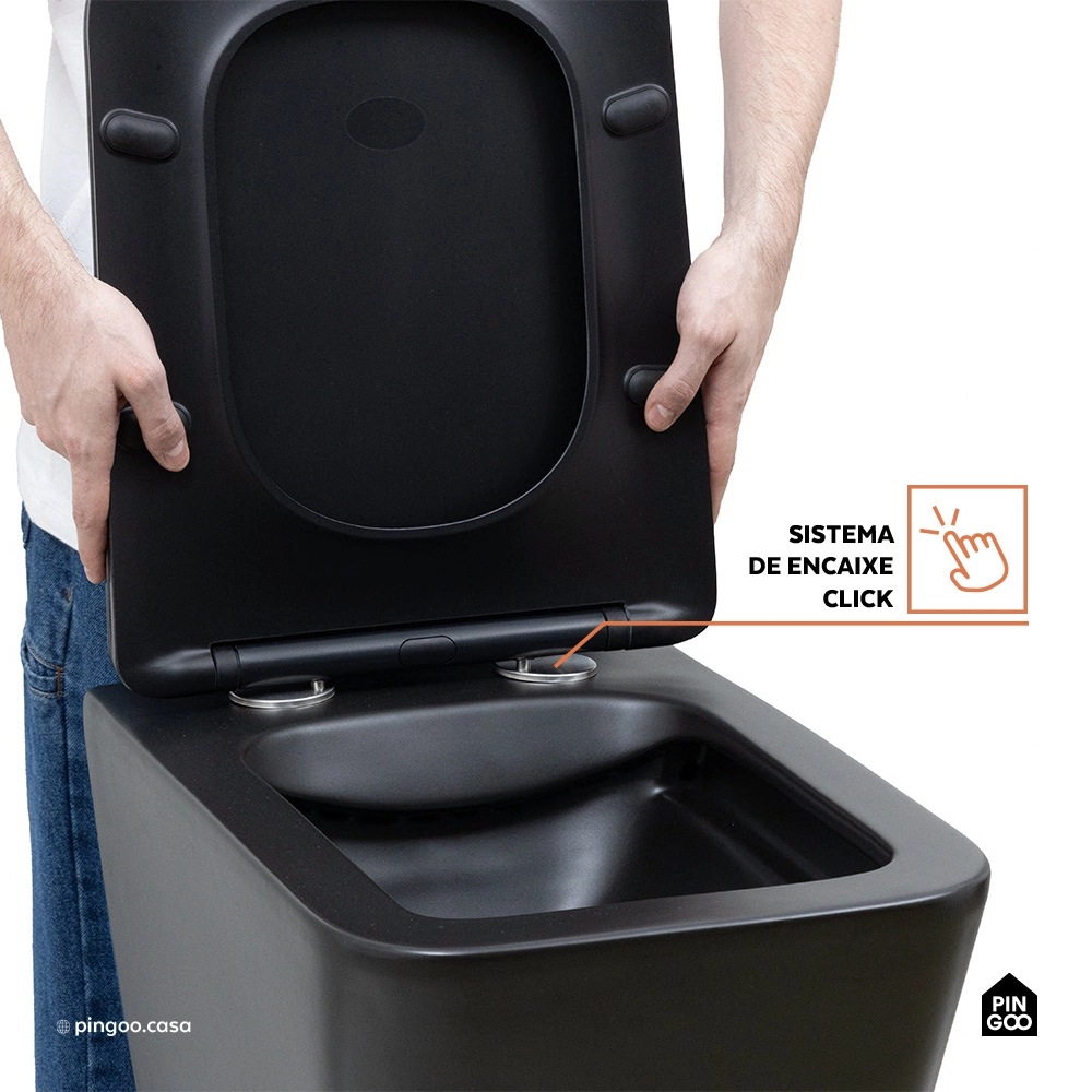 Vaso Sanitário Suspenso Saída Horizontal Esmeralda Preto