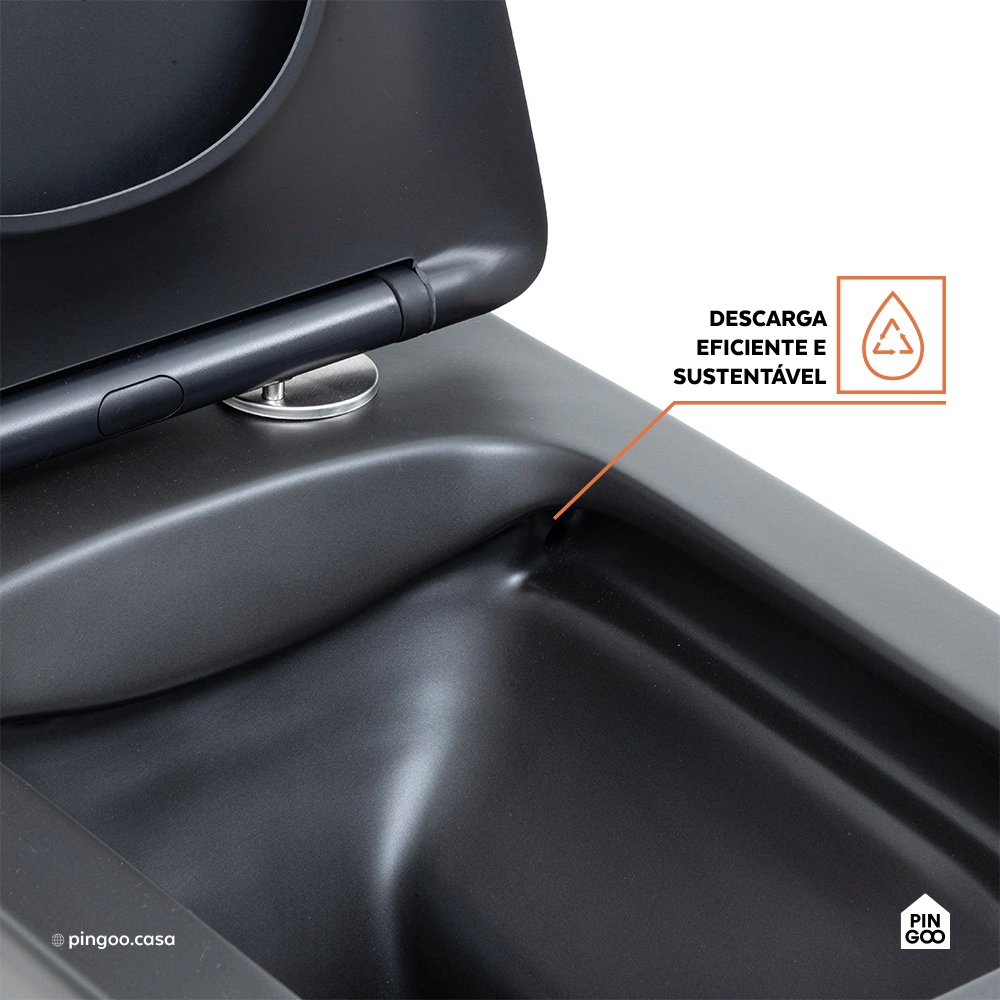 Vaso Sanitário Suspenso Saída Horizontal Esmeralda Preto