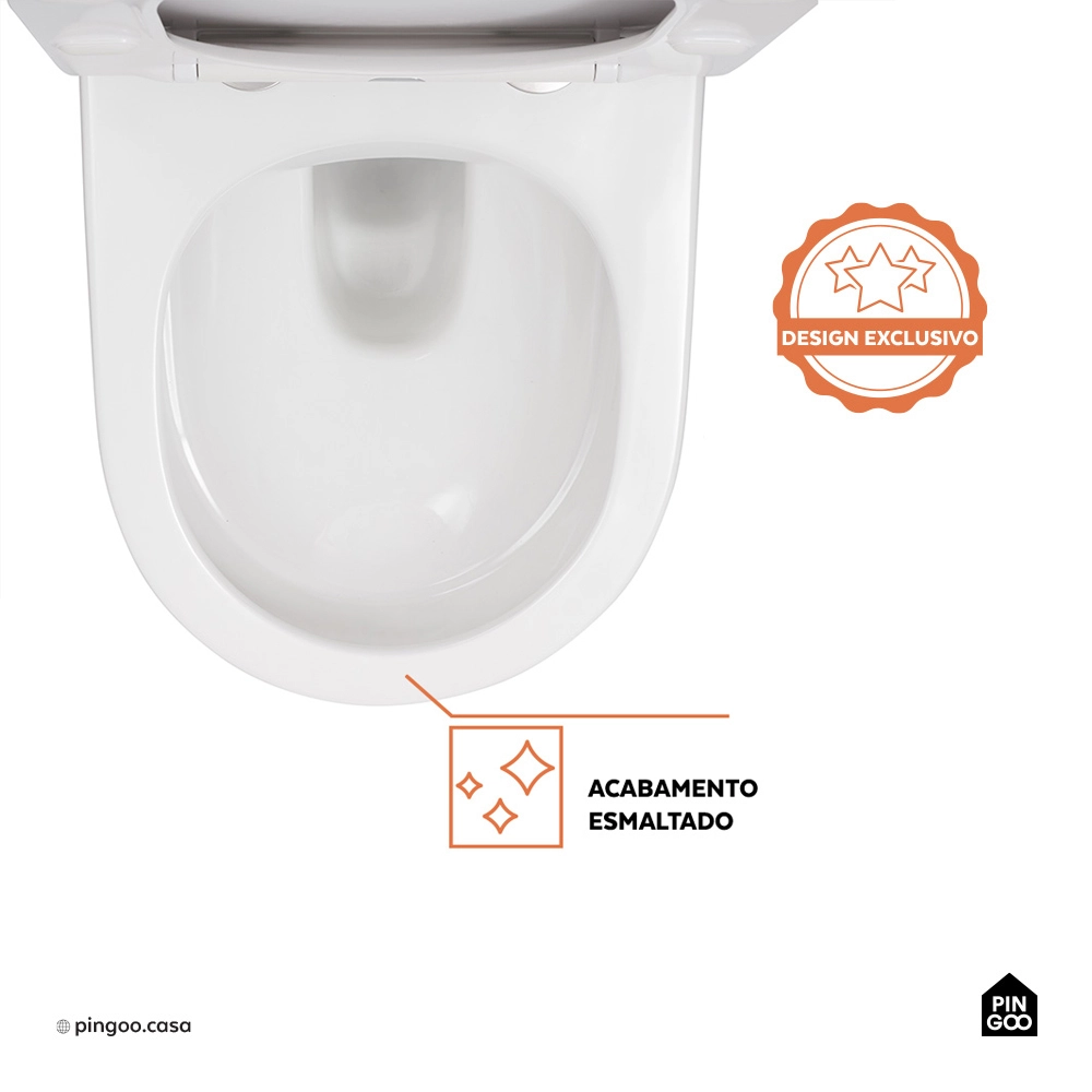Vaso Sanitário Suspenso Saída Horizontal Hematita Branco