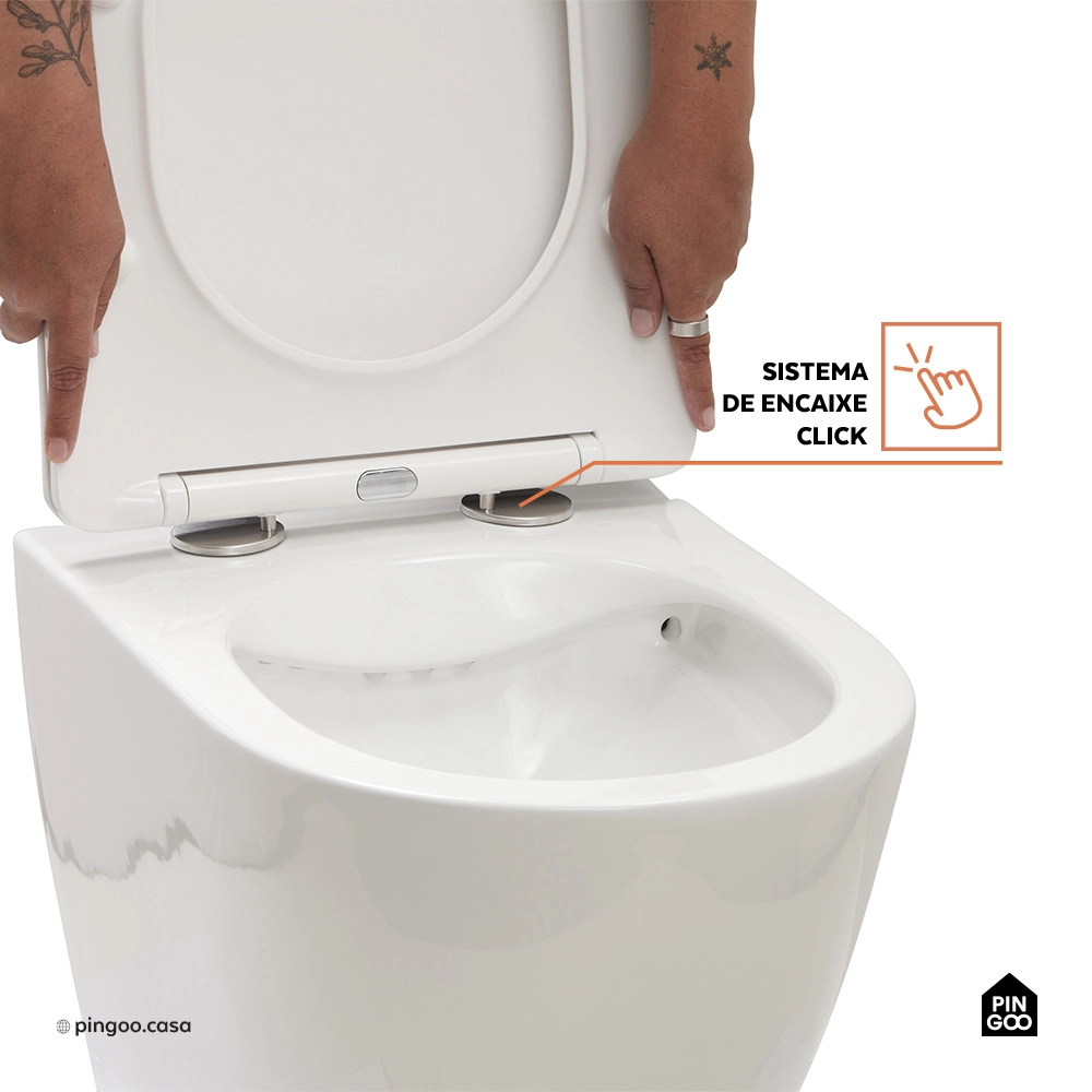 Vaso Sanitário Suspenso Saída Horizontal Hematita Branco