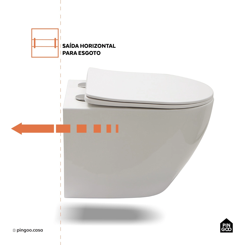Vaso Sanitário Suspenso Saída Horizontal Hematita Branco
