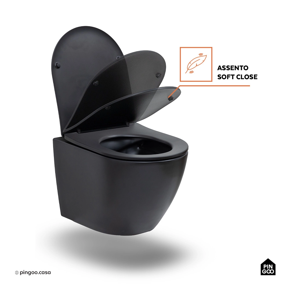 Vaso Sanitário Suspenso Saída Horizontal Hematita Preto