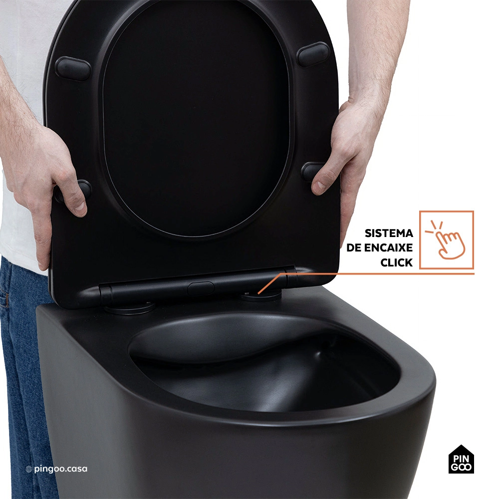 Vaso Sanitário Suspenso Saída Horizontal Hematita Preto