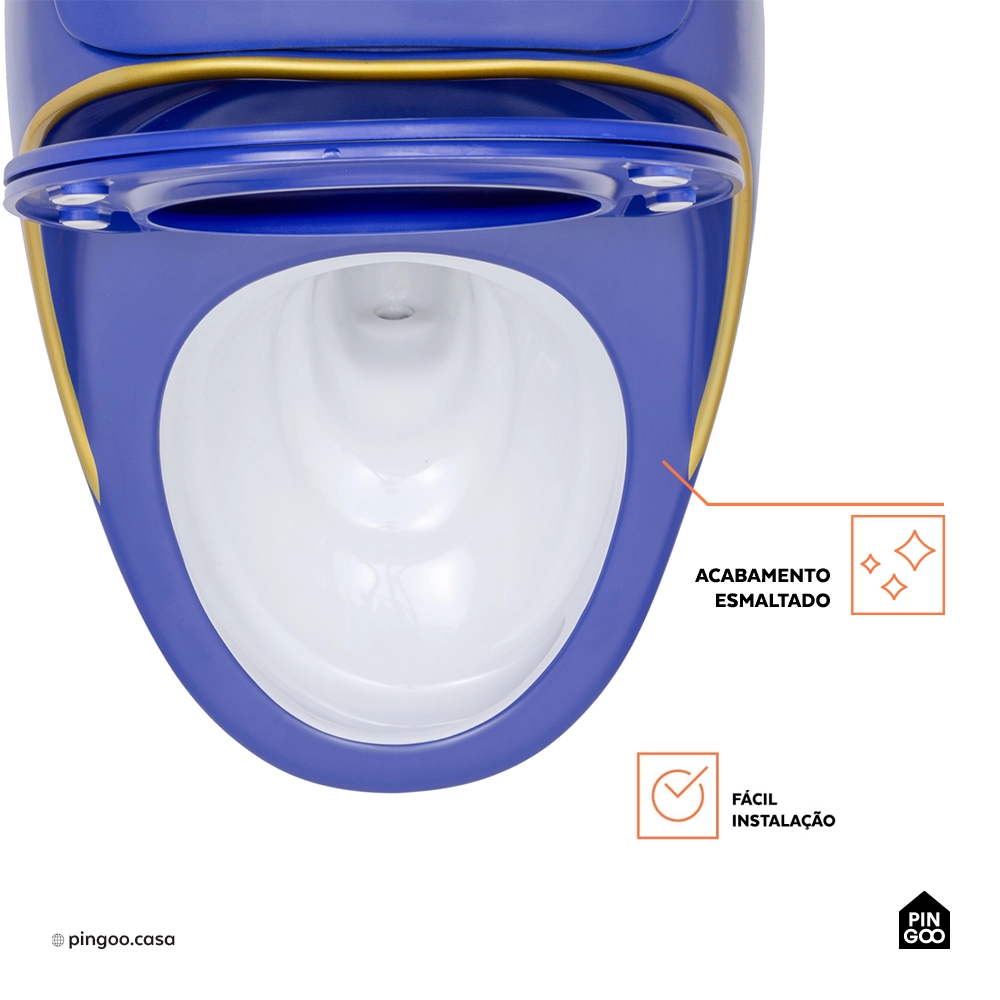 Vaso Sanitário Monobloco Caixa Acoplada Privada Aquarela Azul