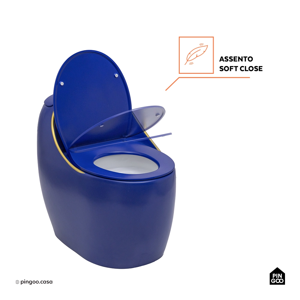 Vaso Sanitário Monobloco Caixa Acoplada Privada Aquarela Azul