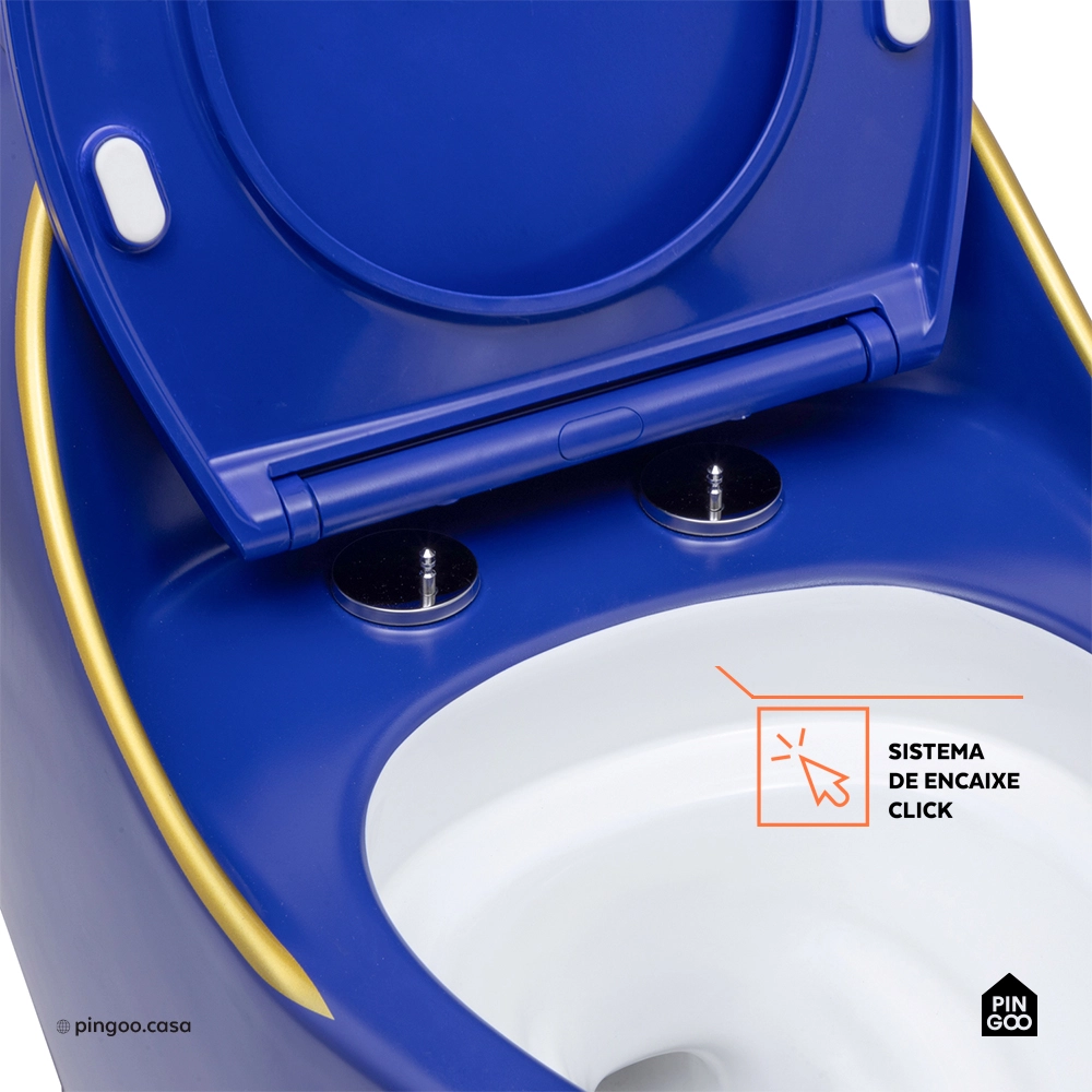 Vaso Sanitário Monobloco Caixa Acoplada Privada Aquarela Azul