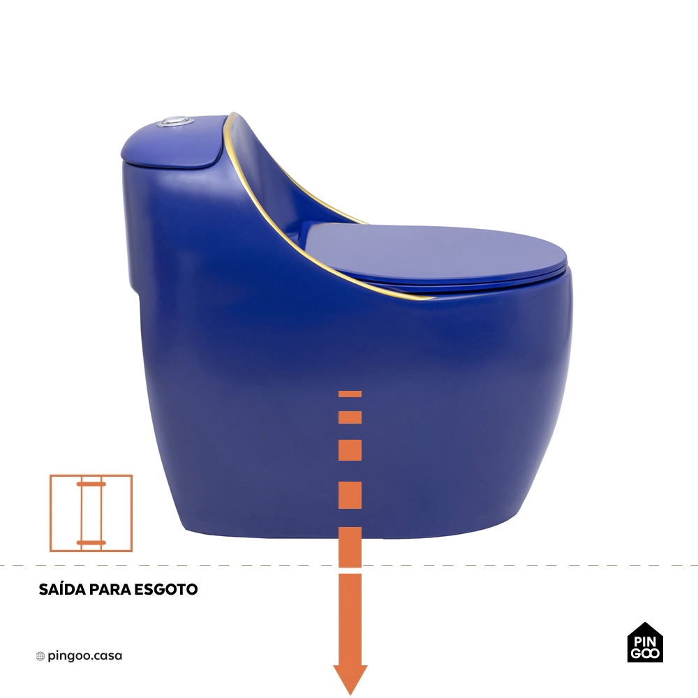 Vaso Sanitário Monobloco Caixa Acoplada Privada Aquarela Azul