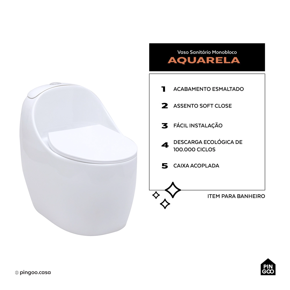 Vaso Sanitário Monobloco Caixa Acoplada Privada Aquarela Branco