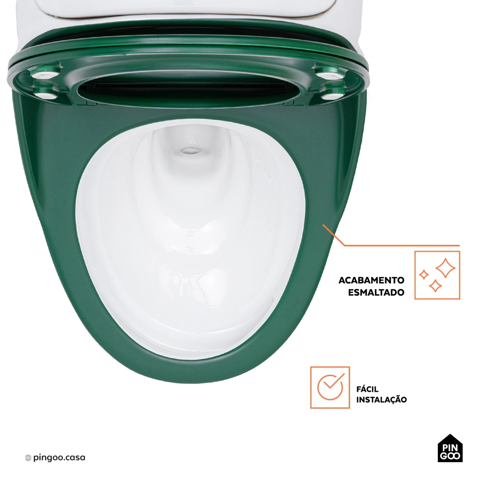 Vaso Sanitário Monobloco Caixa Acoplada Privada Aquarela Branco e Verde