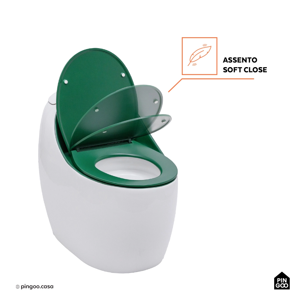 Vaso Sanitário Monobloco Caixa Acoplada Privada Aquarela Branco e Verde