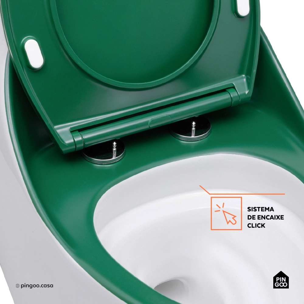 Vaso Sanitário Monobloco Caixa Acoplada Privada Aquarela Branco e Verde