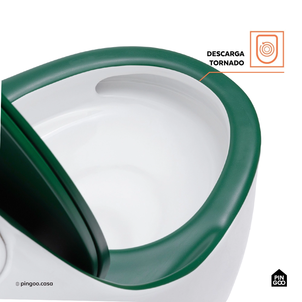 Vaso Sanitário Monobloco Caixa Acoplada Privada Aquarela Branco e Verde