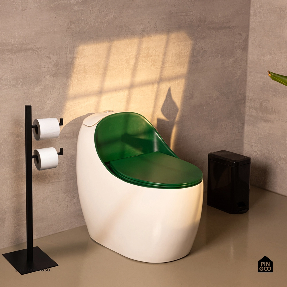Vaso Sanitário Monobloco Caixa Acoplada Privada Aquarela Branco e Verde