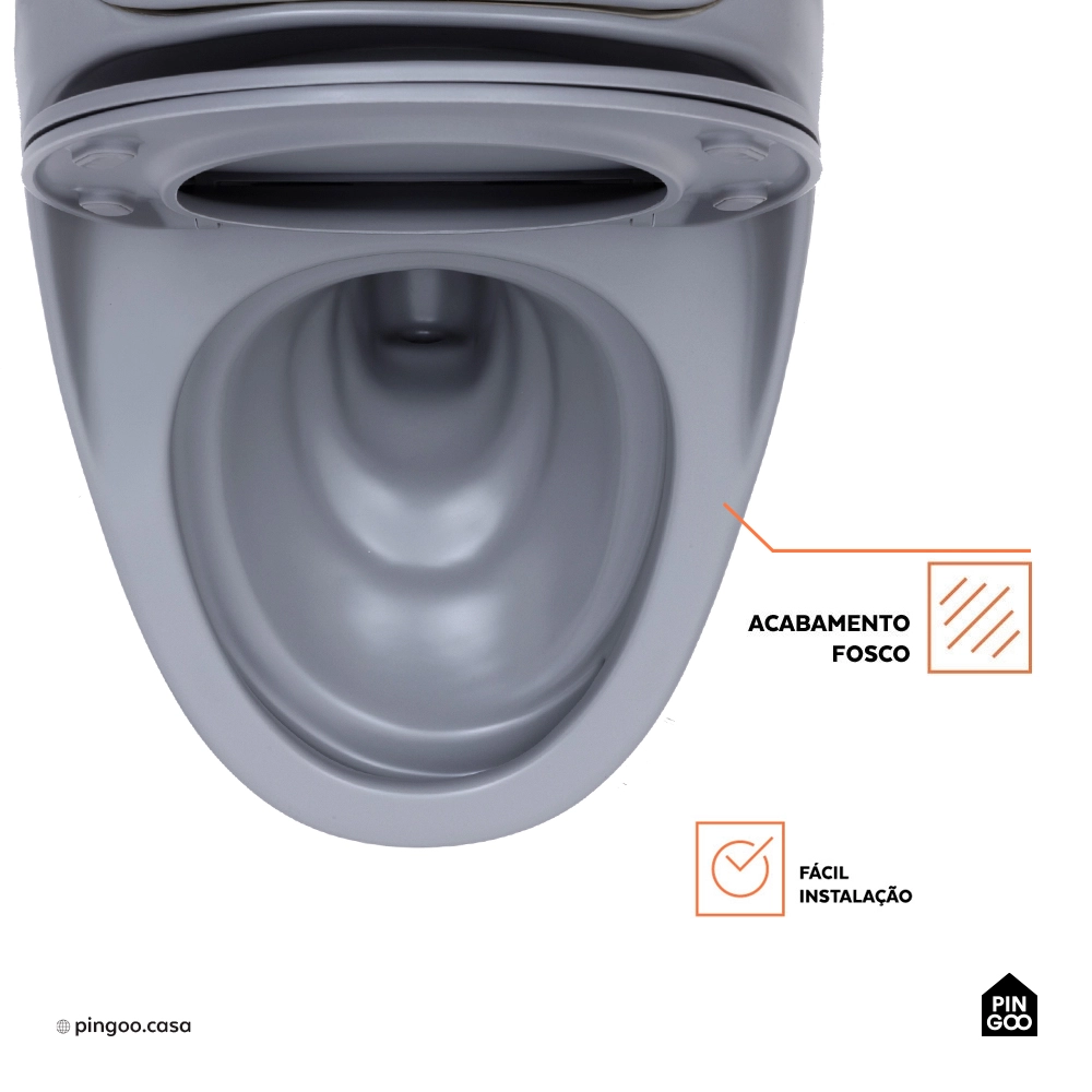 Vaso Sanitário Monobloco Caixa Acoplada Privada Aquarela Cinza