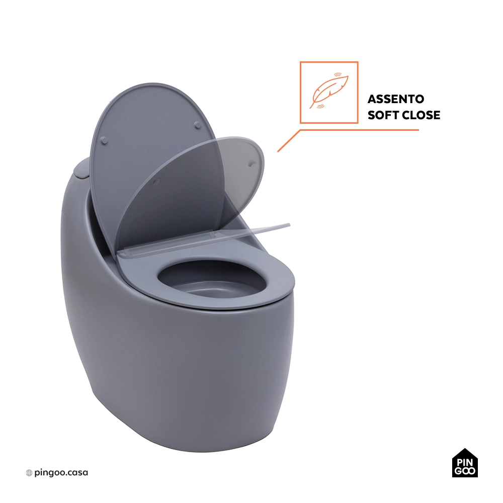 Vaso Sanitário Monobloco Caixa Acoplada Privada Aquarela Cinza