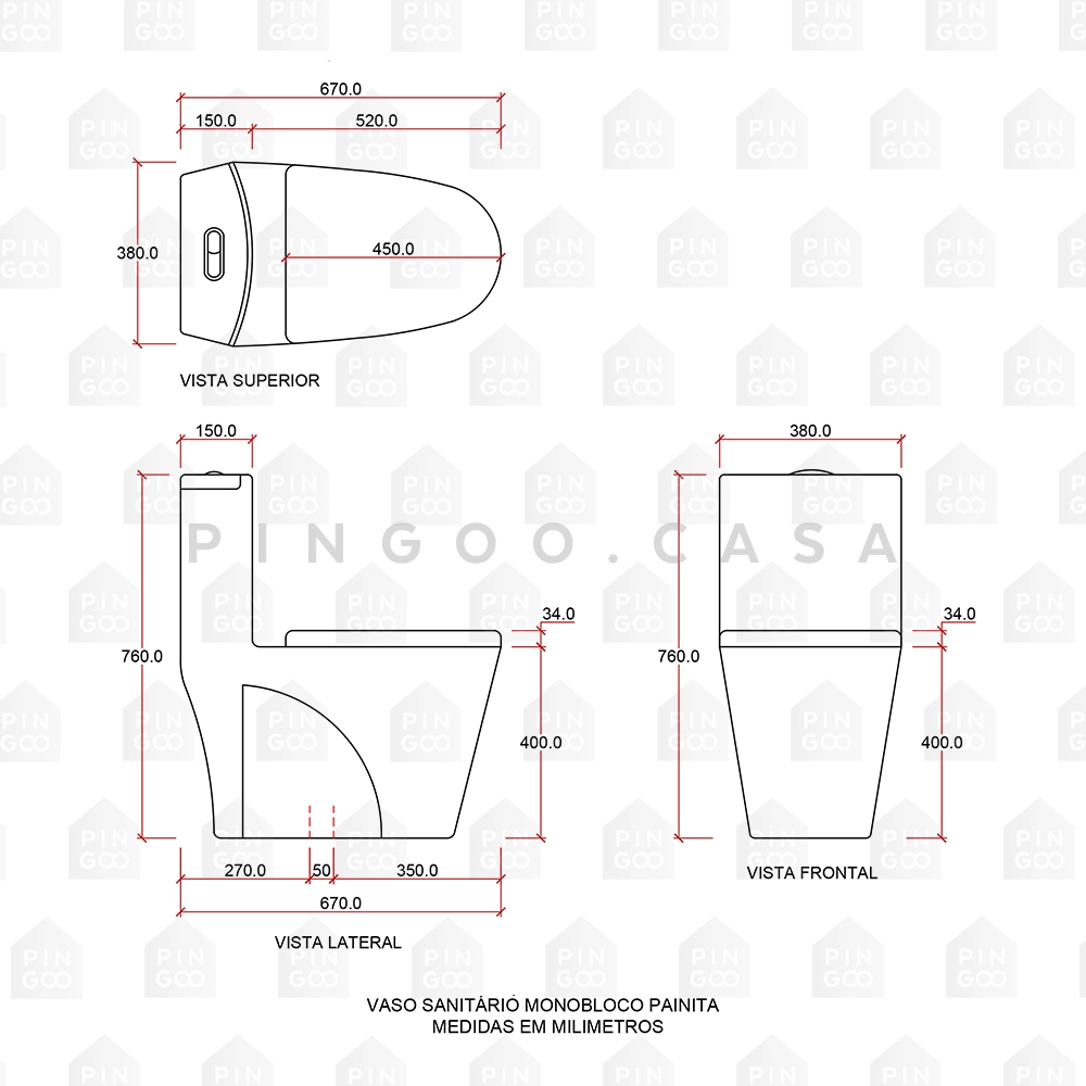 Vaso Sanitário Monobloco Painita