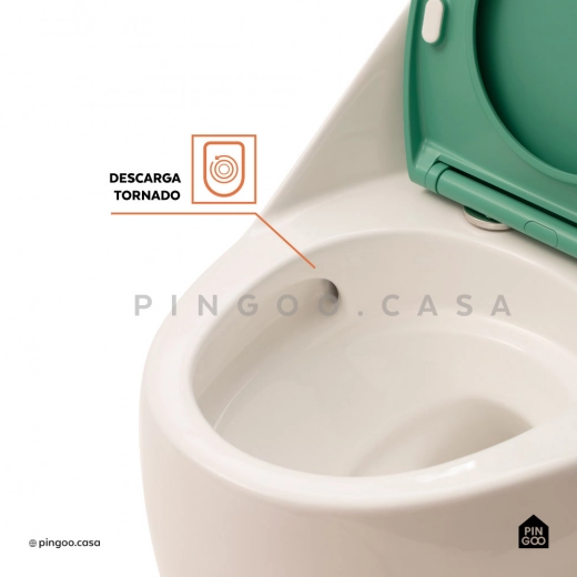 Vaso Sanitário Monobloco Caixa Acoplada Privada Aquarela Branco e Ciano