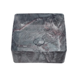 Cuba de Apoio Slim Quadrada para Banheiro Louça Cerâmica 31x31,5cm Crisoprásio Pingoo.casa - Marmorizado Grafite