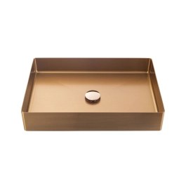 Cuba de Apoio Slim Retangular para Banheiro Aço Inox 304 38x55cm Makuna Pingoo.casa - Dourado Rose