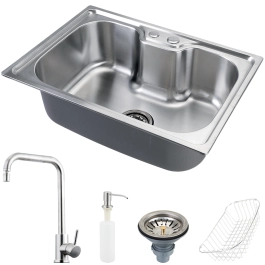 Cuba para Cozinha Gourmet Pia Aço Inox com Acessórios Nawa 50 cm e Torneira Gourmet Potengi Pingoo.casa