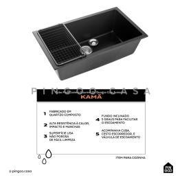 Cuba Para Cozinha Gourmet De Quartzo Com Acessórios Kamã Pingoo.casa - Preto Cuba Para Cozinha Gourmet De Quartzo Com Acessórios Kamã Pingoo.casa - Preto