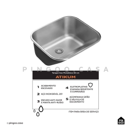 Kit Tanque Aço Inox Atikum e Cuba Para Cozinha Nawa Pingoo.casa Kit Tanque Aço Inox Atikum e Cuba Para Cozinha Nawa Pingoo.casa