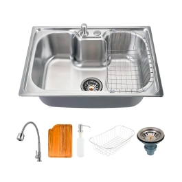 Cuba Para Cozinha Com Acessórios e Tábua Carajás e Torneira Gourmet Jaguaribe Pingoo.casa