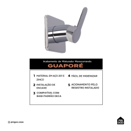 Acabamento de Misturador Monocomando Redondo para Banheiro Guaporé Pingoo.casa - Prata Acabamento de Misturador Monocomando Redondo para Banheiro Guaporé Pingoo.casa - Prata