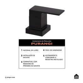 Acabamento de Misturador Monocomando para Banheiro Purangi Pingoo.casa - Preto