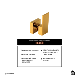 Acabamento de registro quadrado Ibó Pingoo.casa - Dourado