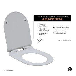 Assento Termofixo com Soft Close para Vaso Sanitário Amazonita - Branco