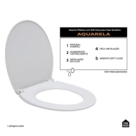Assento Plástico com Soft Close para Vaso Sanitário Aquarela - Branco