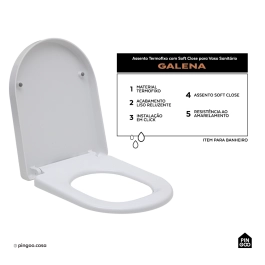 Assento Plástico com Soft Close para Vaso Sanitário Galena - Branco