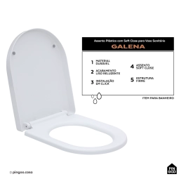 Assento Plástico com Soft Close para Vaso Sanitário Galena - Branco