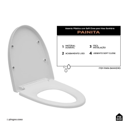 Assento Plástico com Soft Close para Vaso Sanitário Painita - Branco