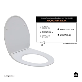 Assento Termofixo com Soft Close para Vaso Sanitário Aquarela - Branco