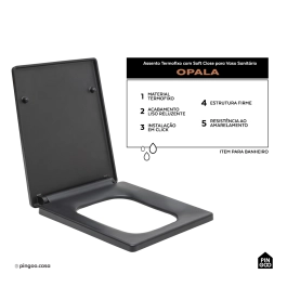 Assento Termofixo com Soft Close para Vaso Sanitário Opala - Preto