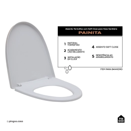 Assento Termofixo com Soft Close para Vaso Sanitário Painita - Branco